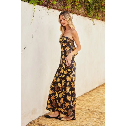 Paisley Over You Strapless Clasp Back Maxi Dress