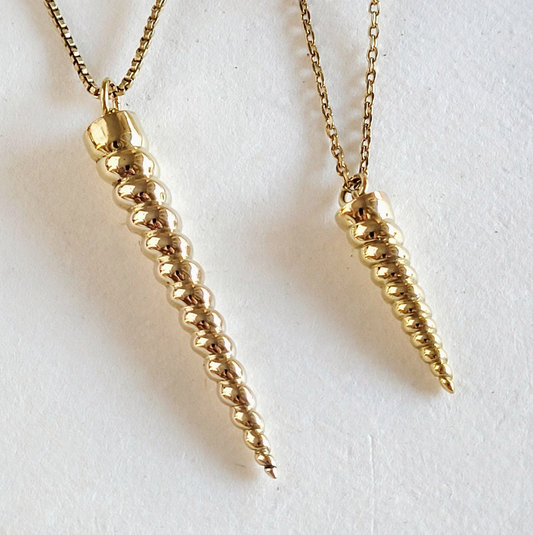 Unicorn Horn Twist Pendant Chain Necklace Brass