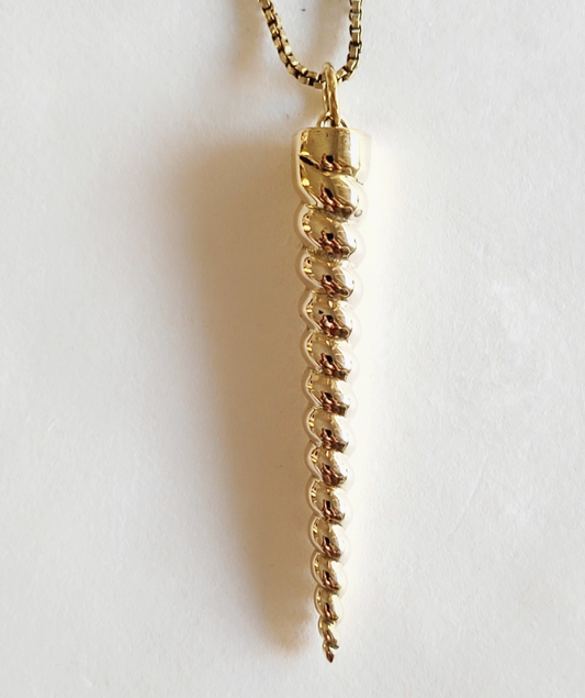 Unicorn Horn Twist Pendant Chain Necklace Brass