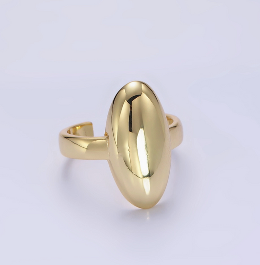 The Louise Gold Oval Ring Chunky Geometric Adjustable Ring