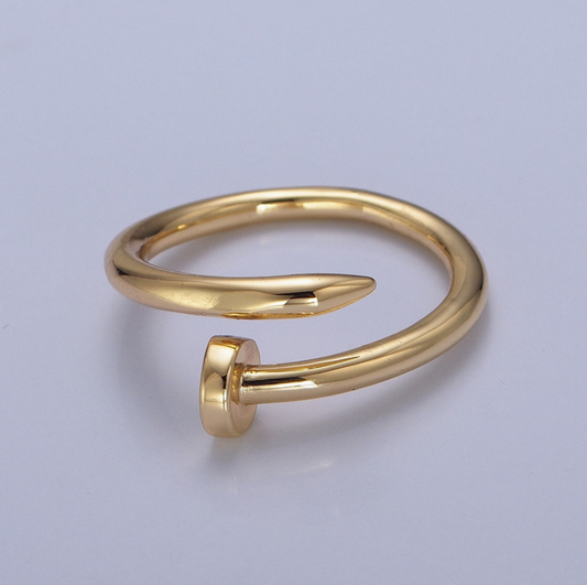24k Gold Plated Minimal Nail Bent Ring