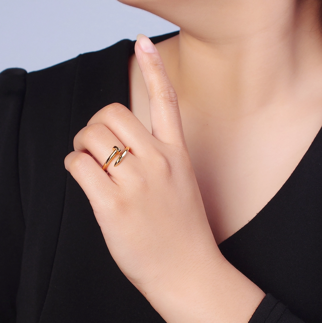 24k Gold Plated Minimal Nail Bent Ring