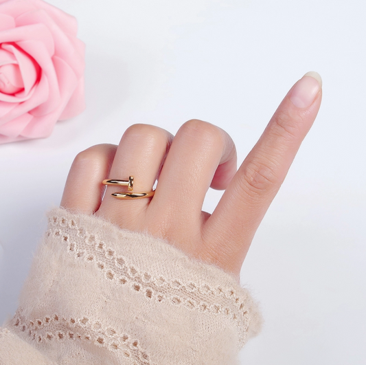 24k Gold Plated Minimal Nail Bent Ring