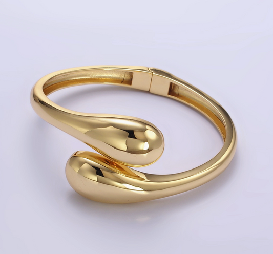 24k Gold Filled Teardrop Cuff Bangle Bracelet