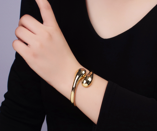 24k Gold Filled Teardrop Cuff Bangle Bracelet
