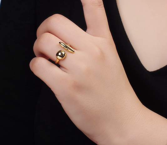 24K Gold Filled Round Sphere Shaped Wrapped Ring