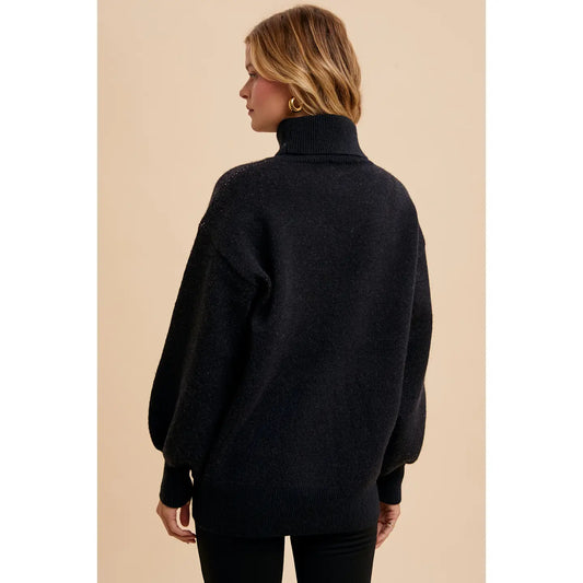 Turtleneck Floral Jacquard Sweater