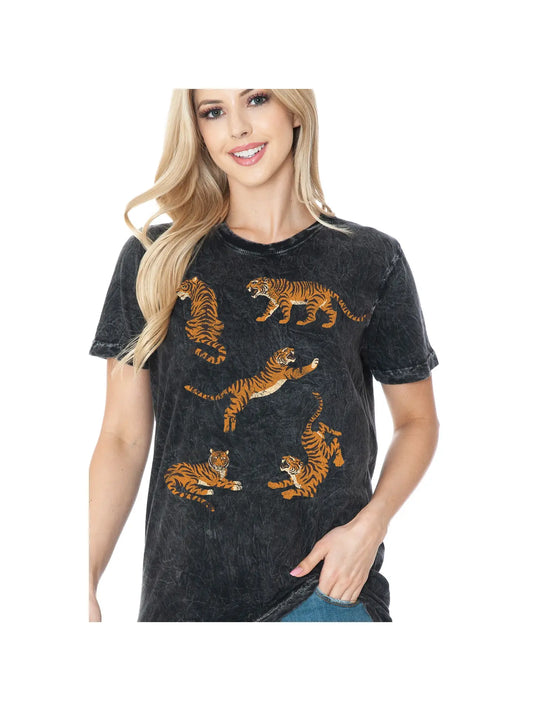 Vintage Mineral Wash- Tiger Print