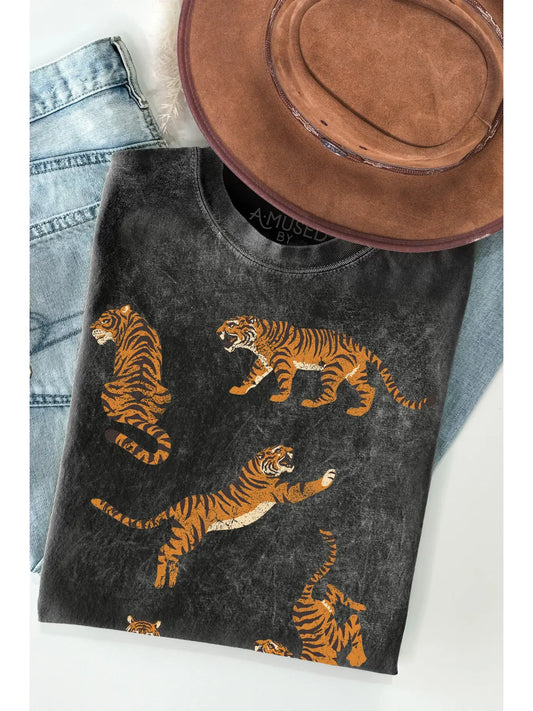 Vintage Mineral Wash- Tiger Print
