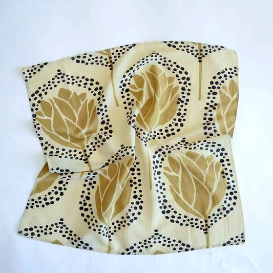 Women Head Bandana Scarf Block Print Cotton - Golden Gal