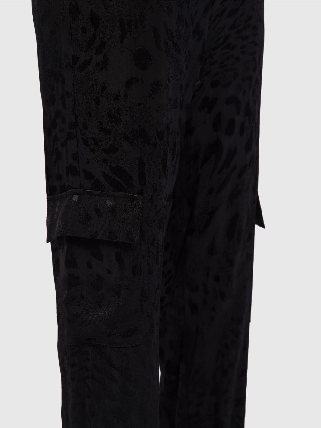 Patterned Black Elastic Pants