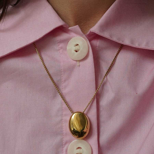 Polished Steel Pebble Pendant Necklace