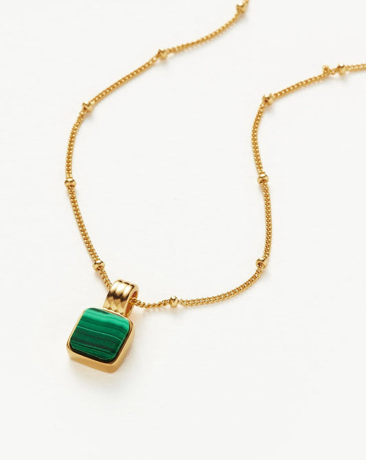 Square Malachite Gold Necklace