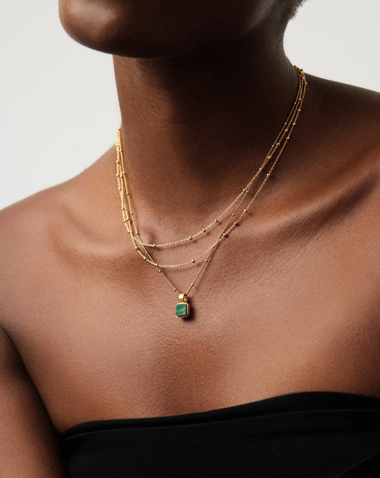 Square Malachite Gold Necklace