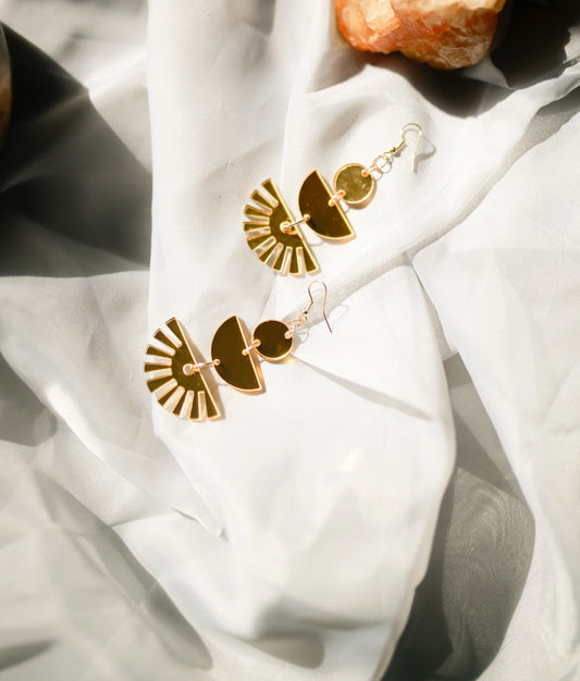 Art Deco Floral Mirror Earring