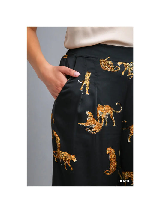 Satin Animal Print Pants