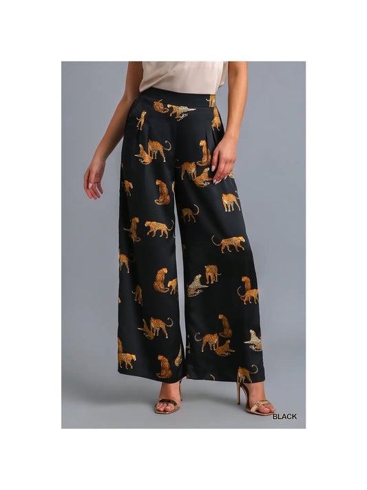 Satin Animal Print Pants