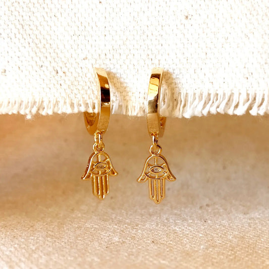 Hoop Earring with Hamsa Amulet